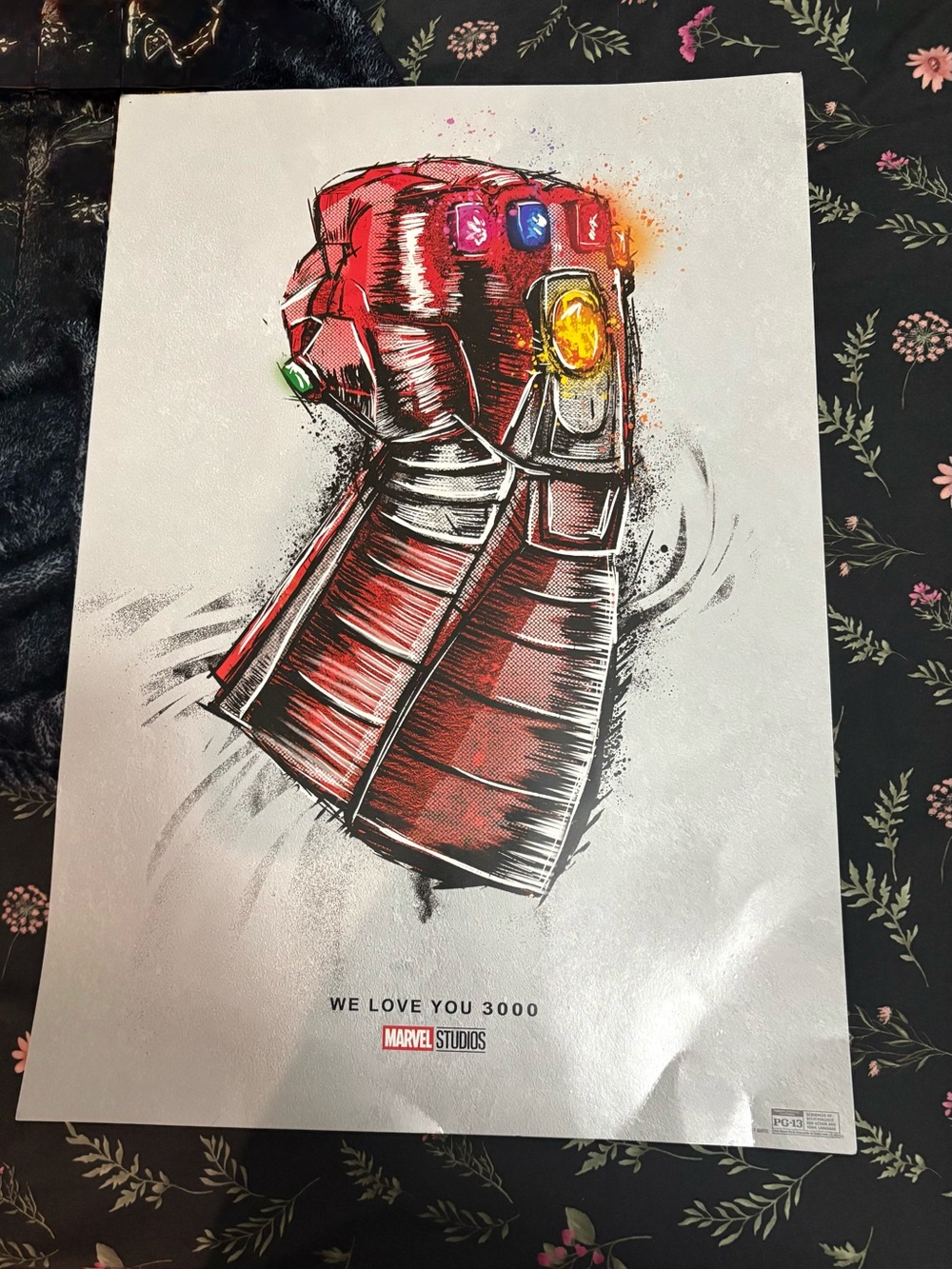 Marvel Red Infinity Gauntlet Poster with Multicolor Stones